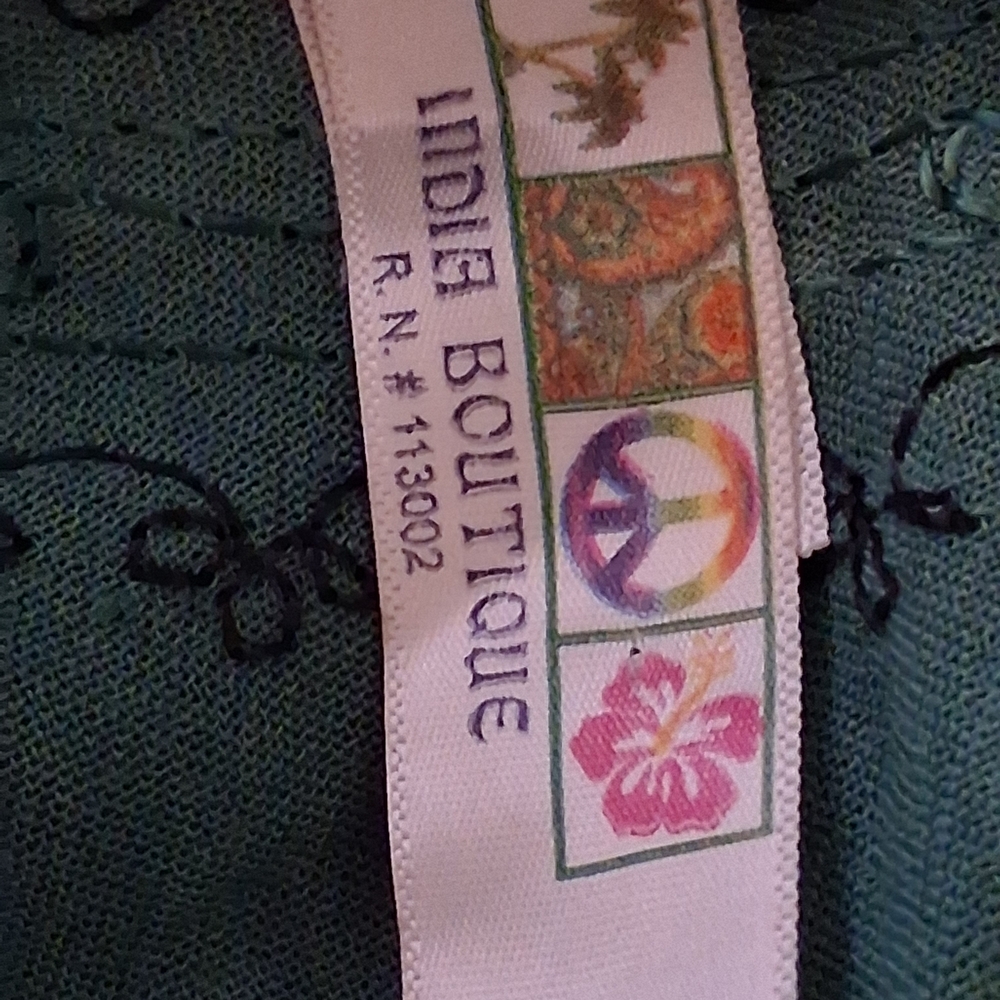 India Boutique Green and Multicolor Tie-Dye Embroidered Midi Dress - Picture 2 of 6